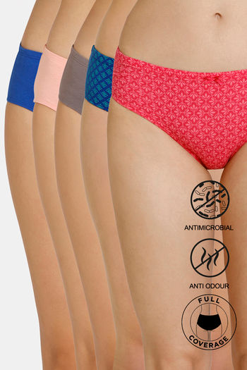 Buy Zivame Anti-Microbial Low Rise Full Coverage Hipster Panty (Pack of 5) - Assorted